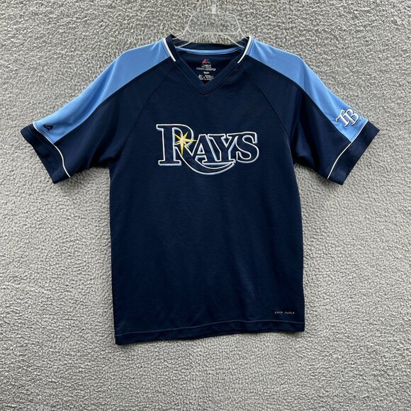 Majestic Tops - Tampa‎ Bay Rays Womens Top Medium Blue MLB Baseball Cool Base Short Sleeve